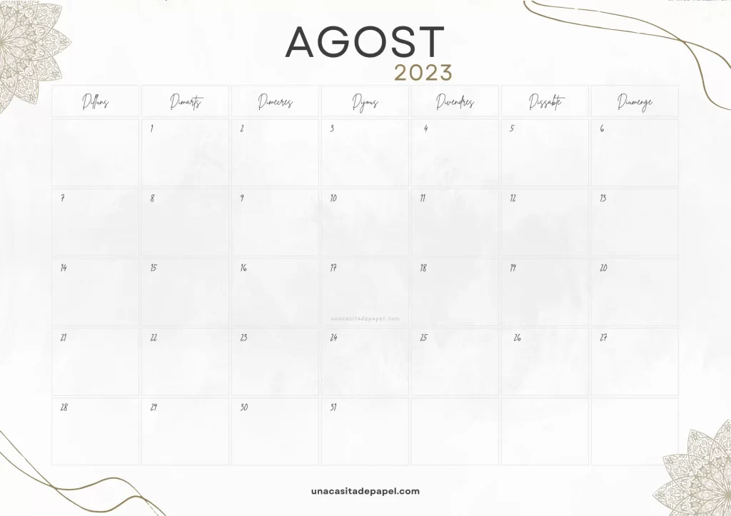 Calendari Agost 2023 vintage