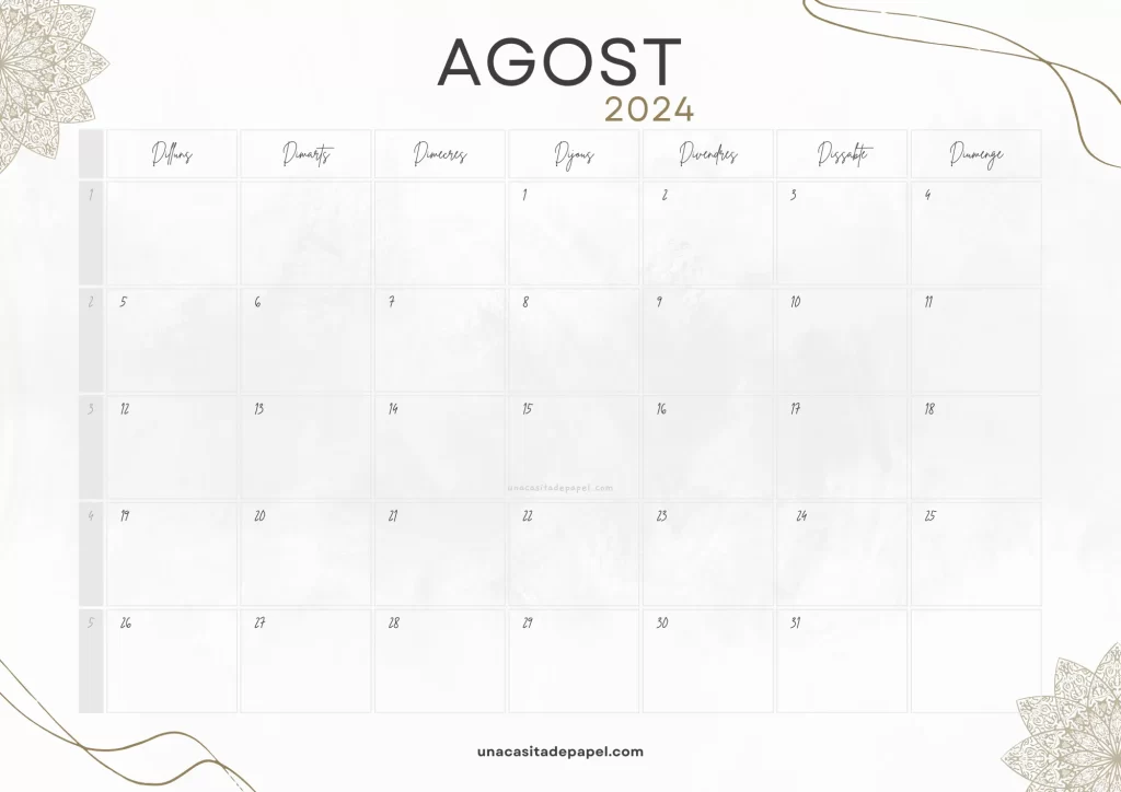 Calendari Agost 2024 vintage