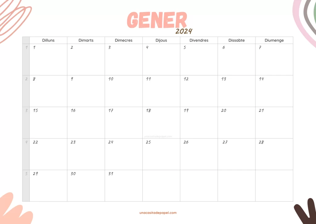 Calendari Gener 2024 original