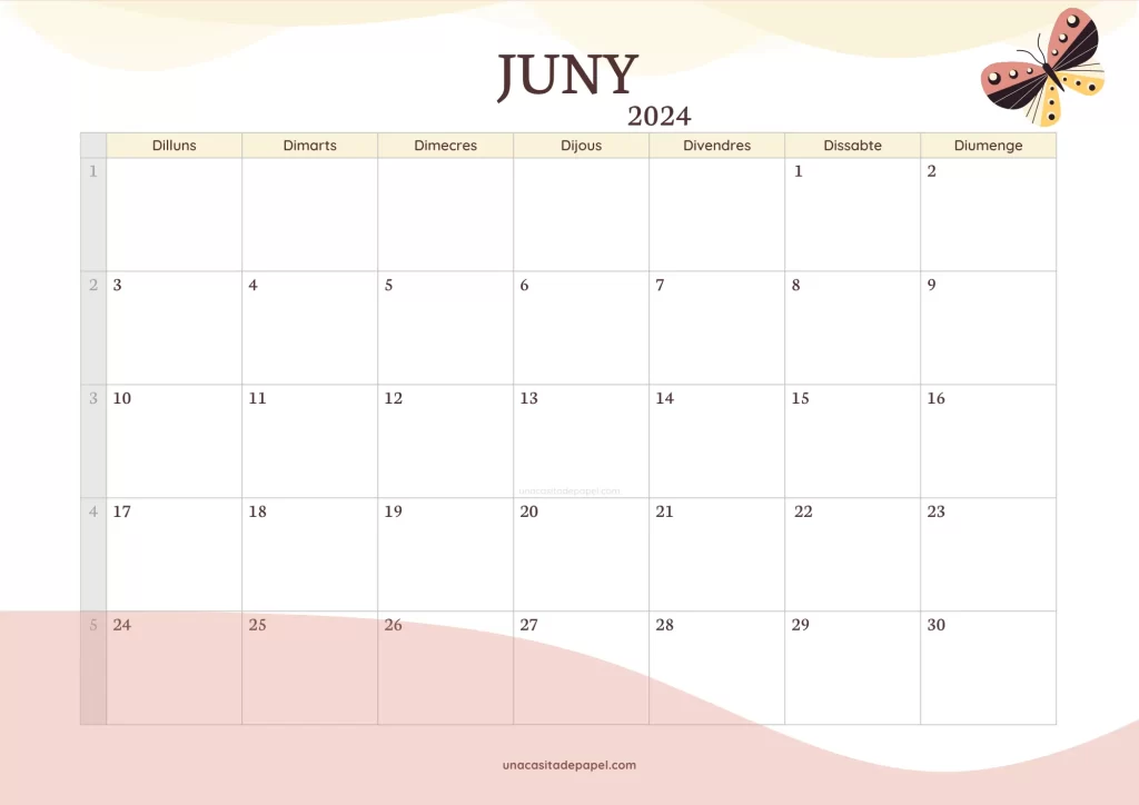 Calendari Juny 2024 bonic