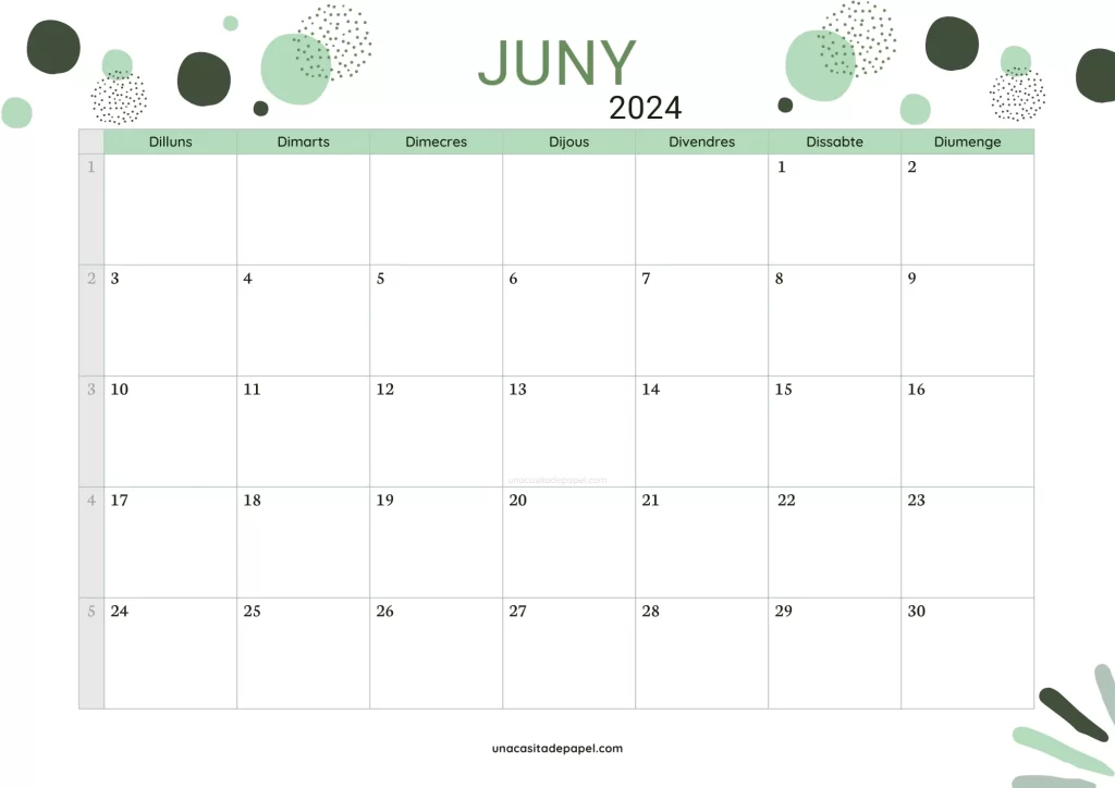 Calendari Juny 2024 color