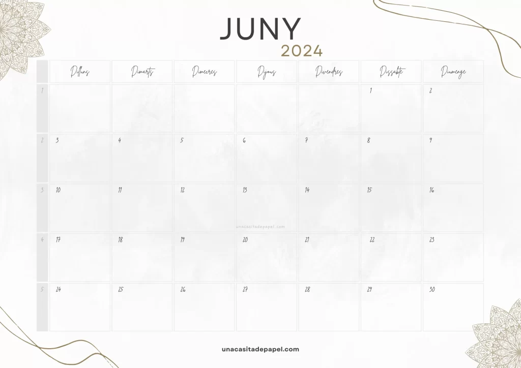 Calendari Juny 2024 vintage