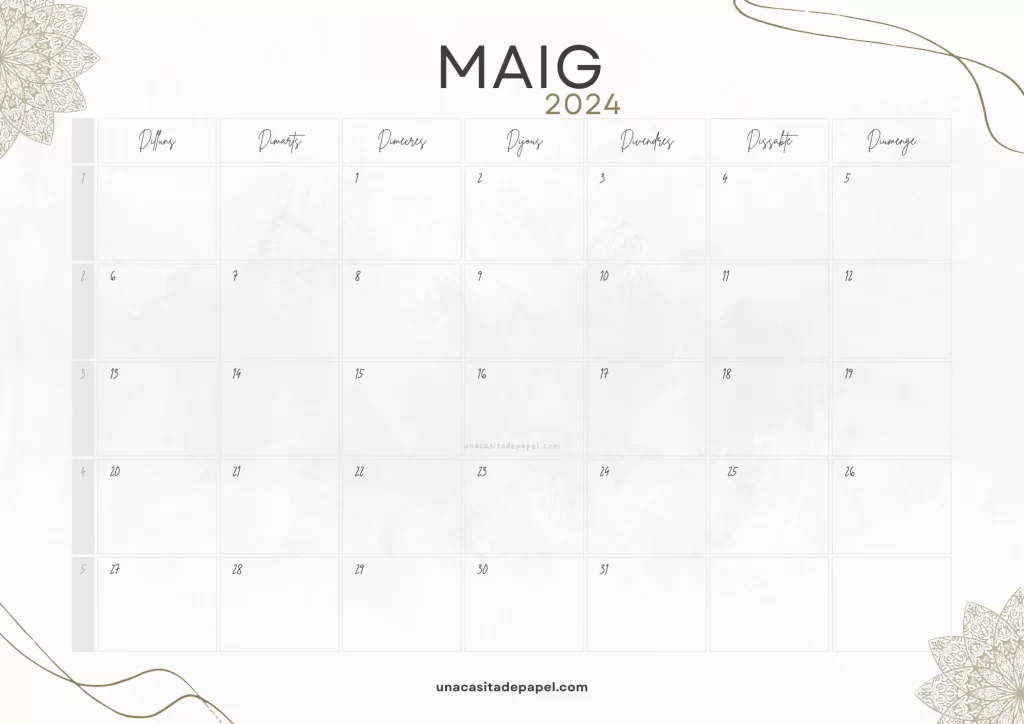 Calendari Maig 2024 vintage