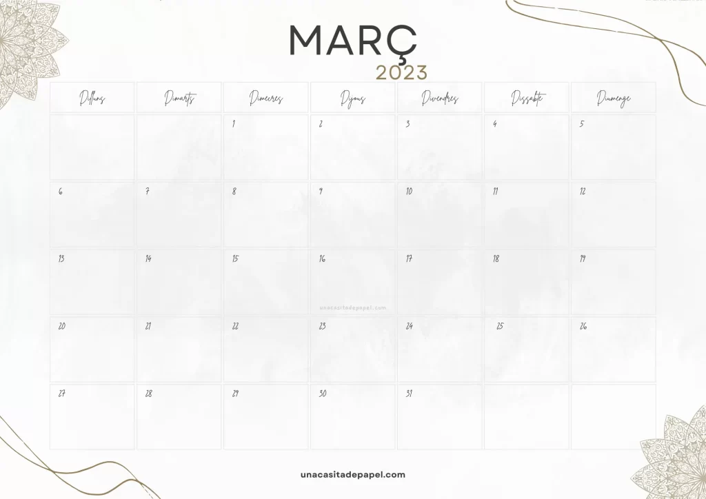 Calendari Març 2023 vintage