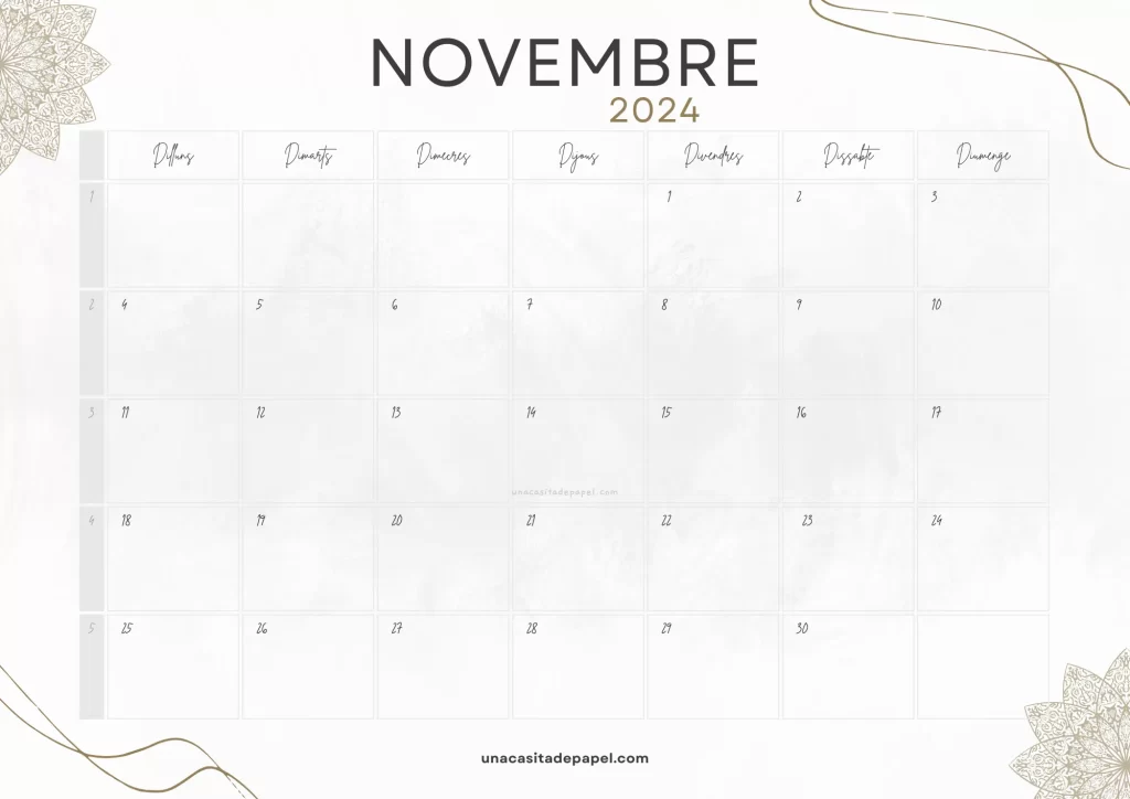 Calendari Novembre 2024 vintage