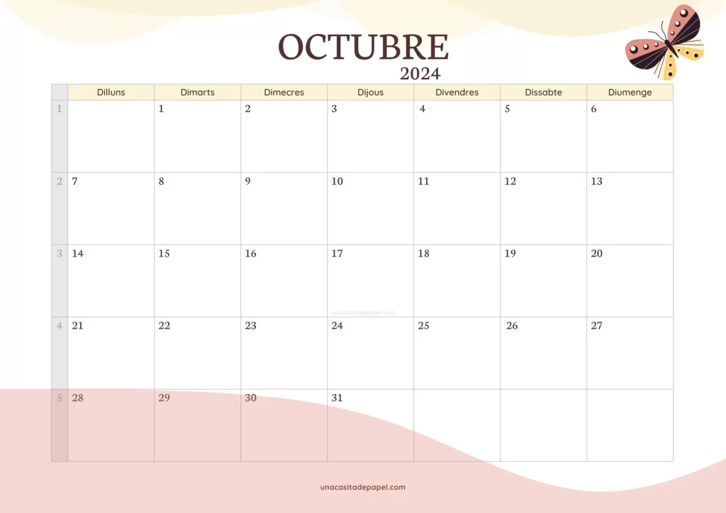 Calendari Octubre 2024 bonic