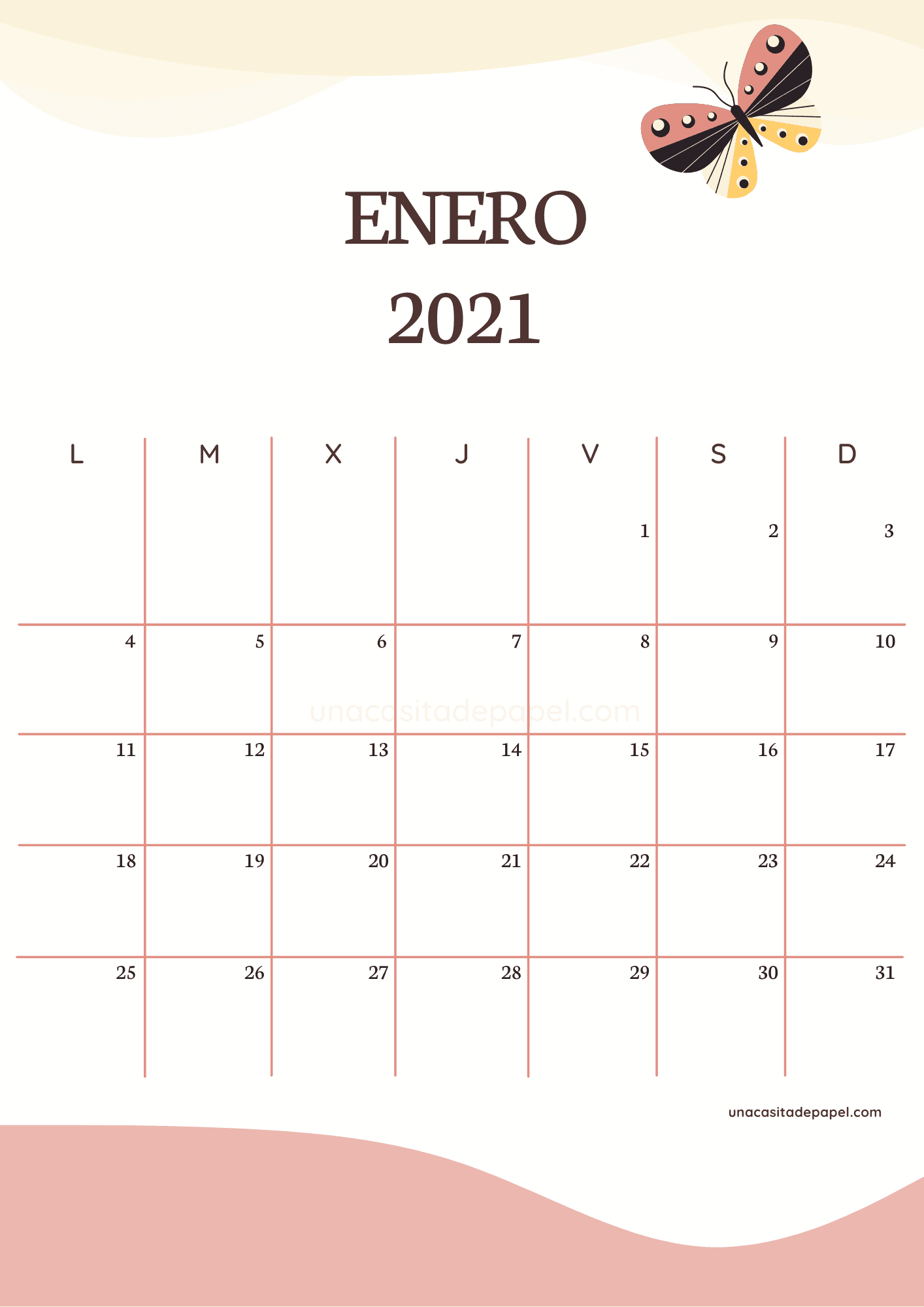Calendario Enero 2021 Para Imprimir Gratis ️ Una Casita De Papel - Vrogue