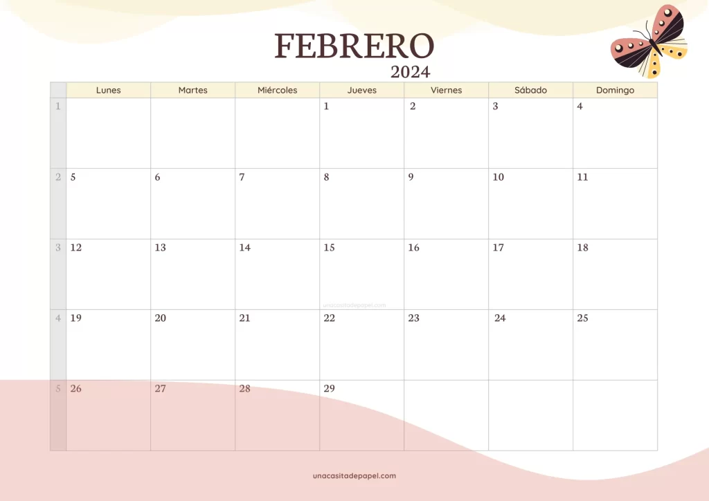 Calendario Febrero 2024 version original