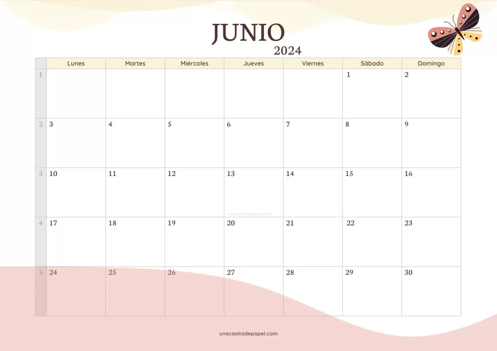 Calendario Junio 2024 version original