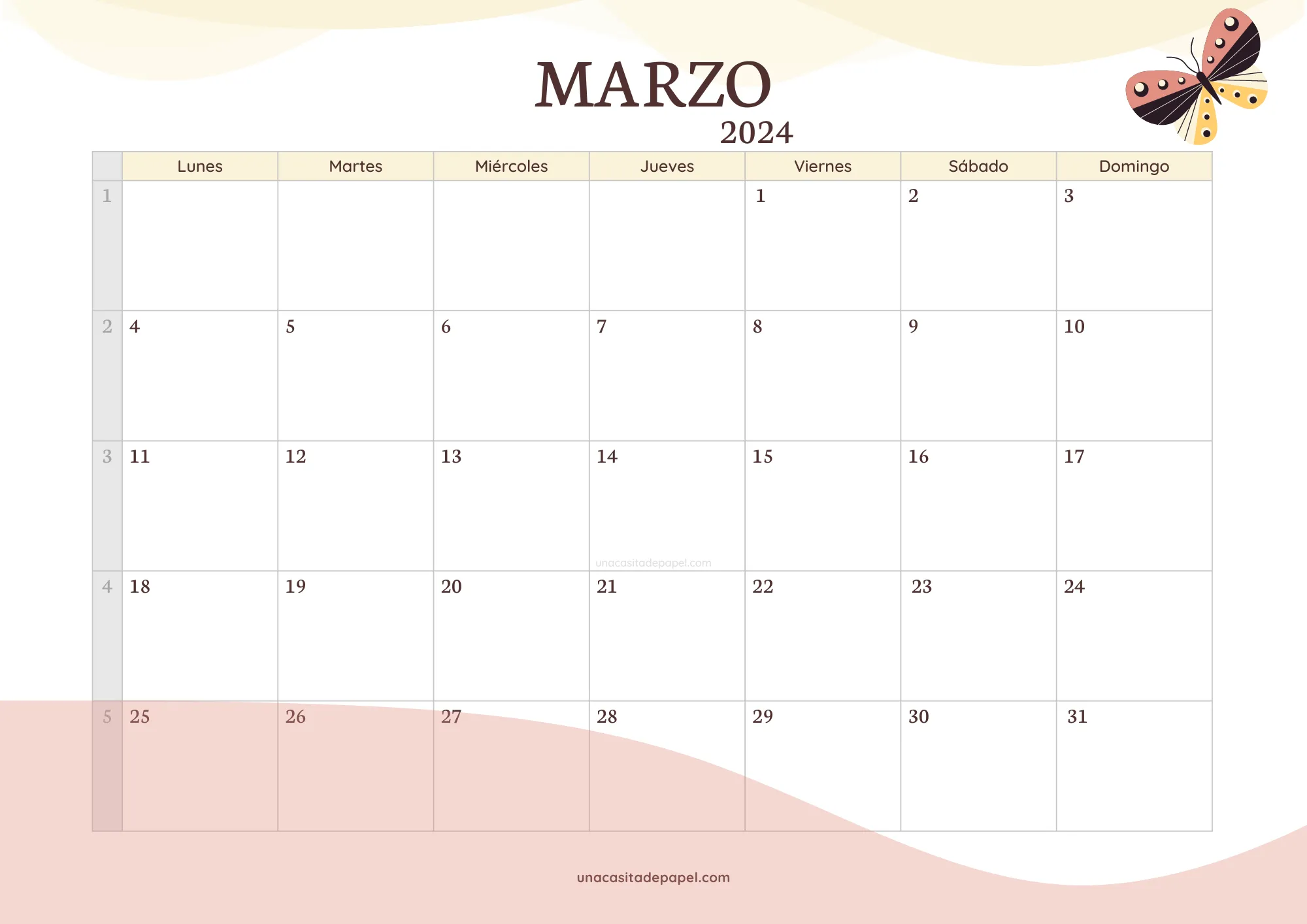Calendario Marzo 2024 version original