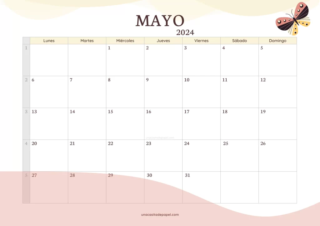 Calendario Mayo 2024 version original