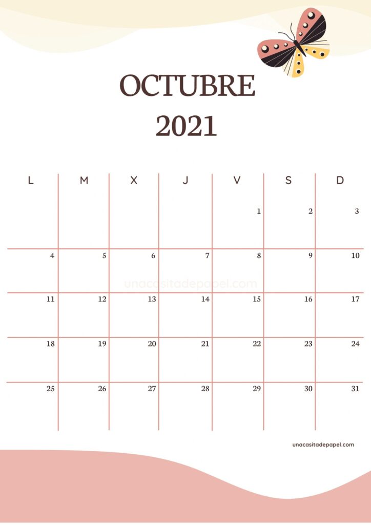 Calendario Octubre 2021 vertical