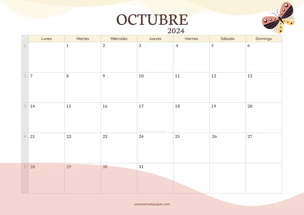Calendario Octubre 2024 version original