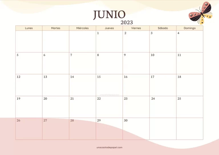 Calendario junio 2023 - diseño junio