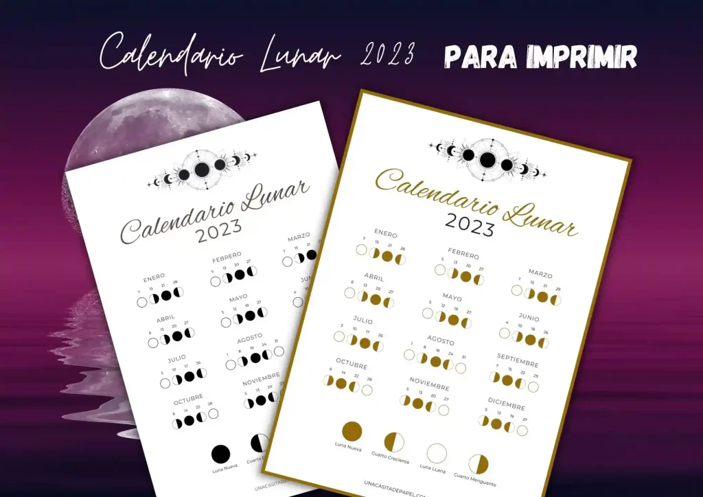 Calendario lunar 2023 para imprimir