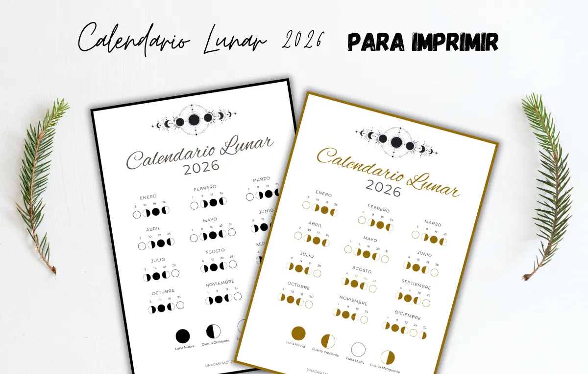 Calendario lunar 2026 para imprimir
