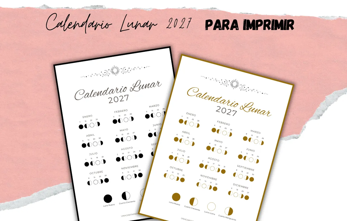 Calendario lunar 2027 para imprimir