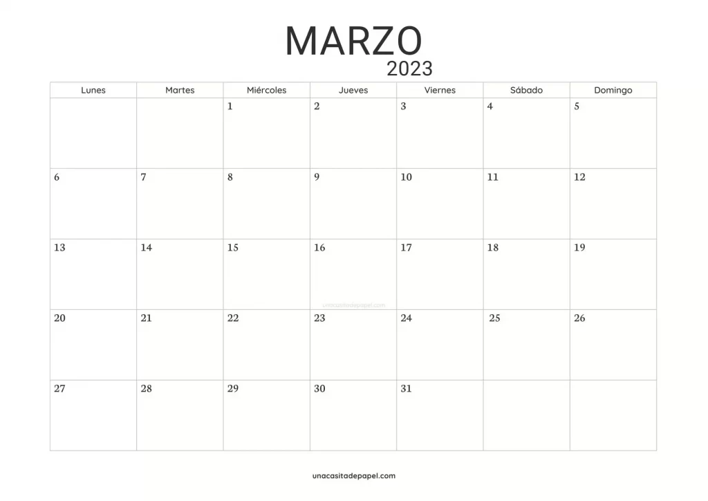 Calendario marzo 2023 - diseño minimalista