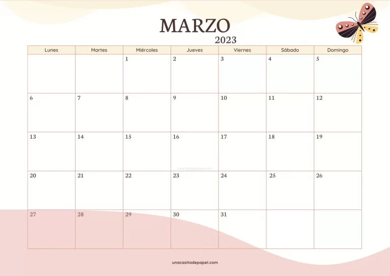 Calendario marzo 2023 - diseño ondas