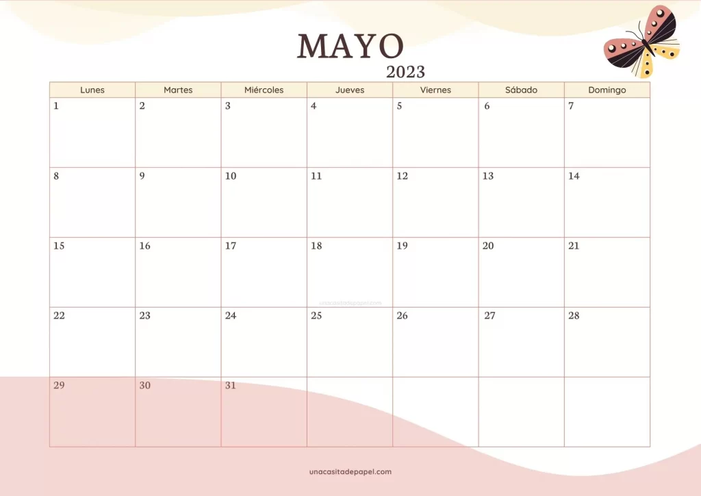 Calendario mayo 2023 - diseño ondas