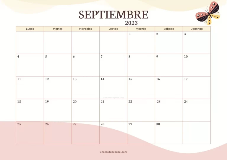 Calendario septiembre 2023 - diseño ondas