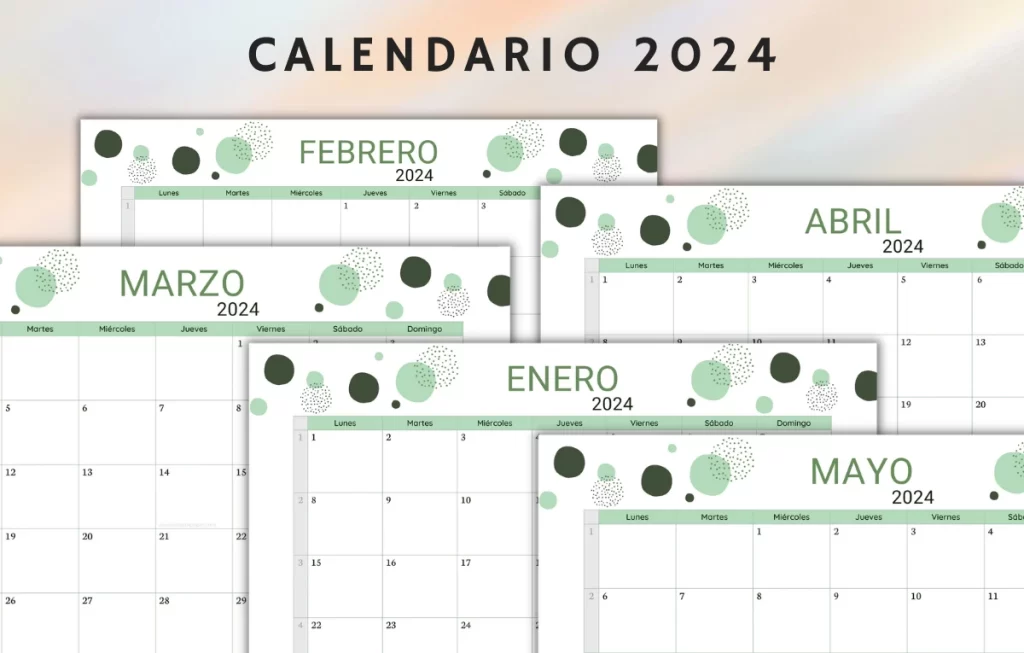 Calendarios 2024 burbujas para imprimir
