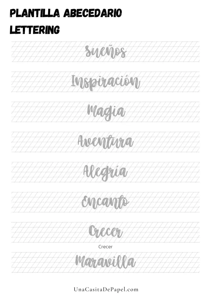 Caligrafía lettering palabras bonitas español