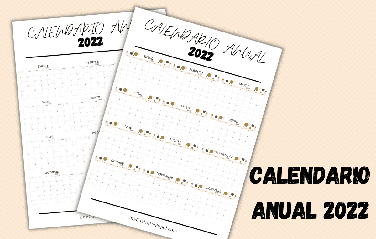 Calendarios anuales 2022 para imprimir diseños almanaque y minimalista