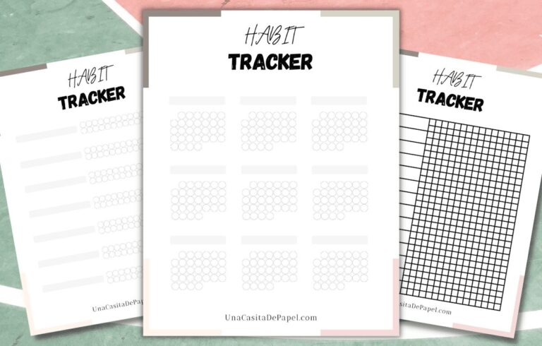 Plantillas habit tracker calendario, lista y tabla