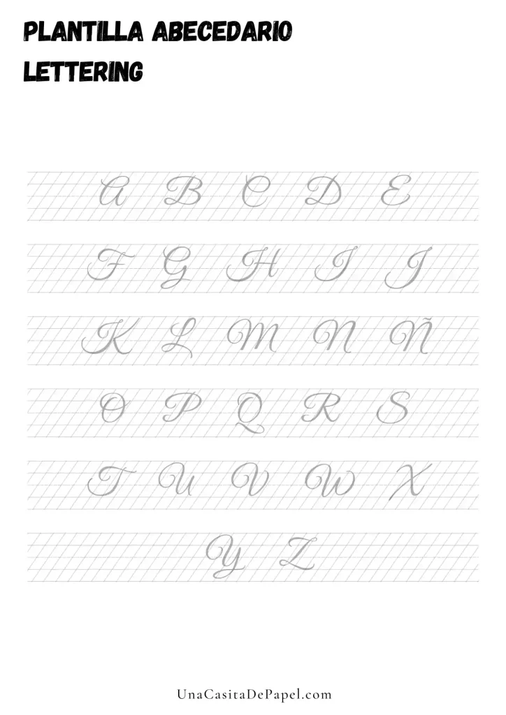 Plantilla lettering alfabeto mayúscula letra fina