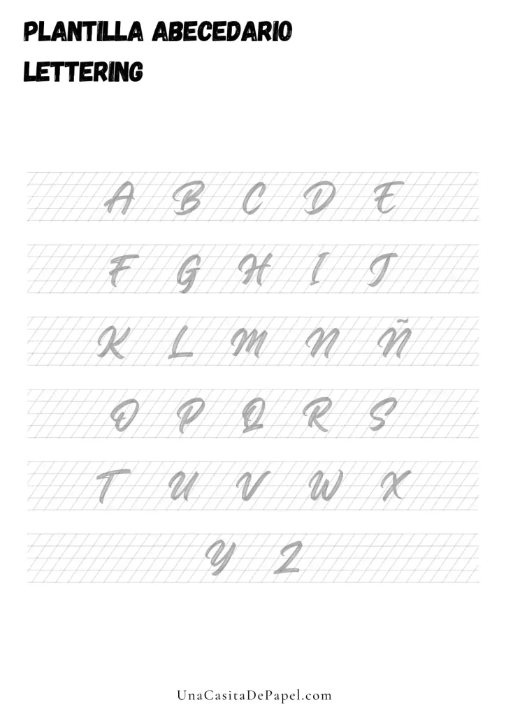 Plantilla lettering alfabeto mayúscula pincel
