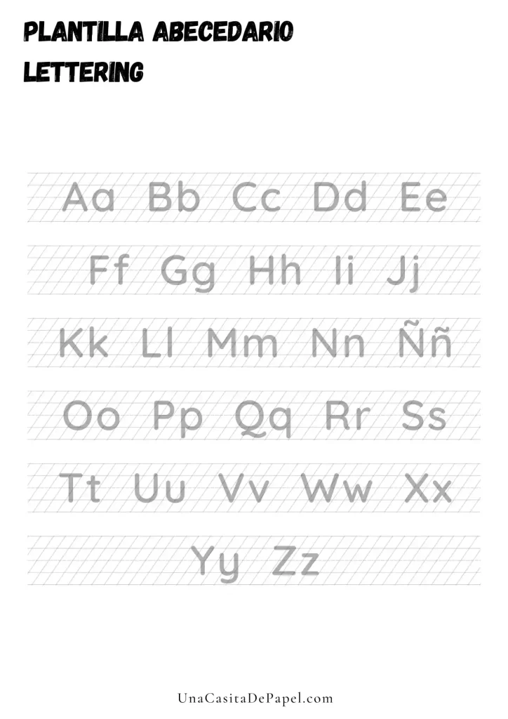 Plantilla lettering alfabeto mayuscula y minuscula para niños y principiantes
