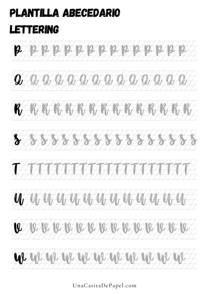 Plantilla lettering letras p-w
