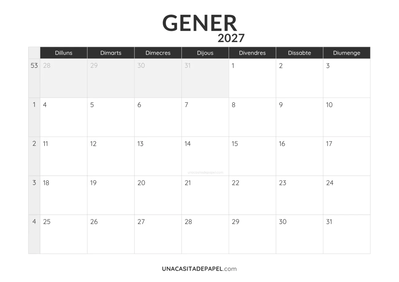 ca-calendari gener 2027 minimalista imprimible