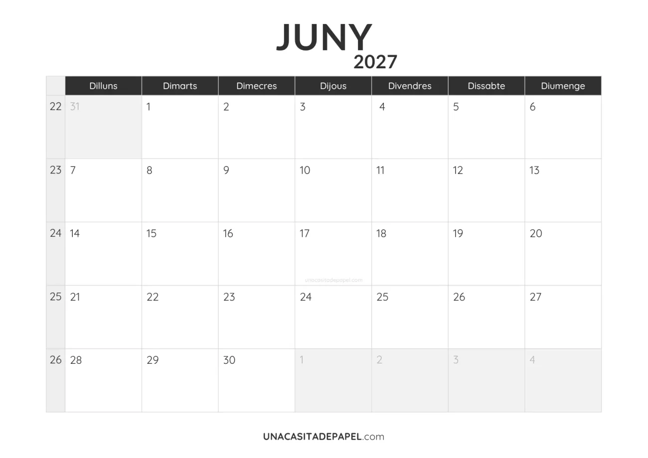 ca-calendari juny 2027 minimalista imprimible