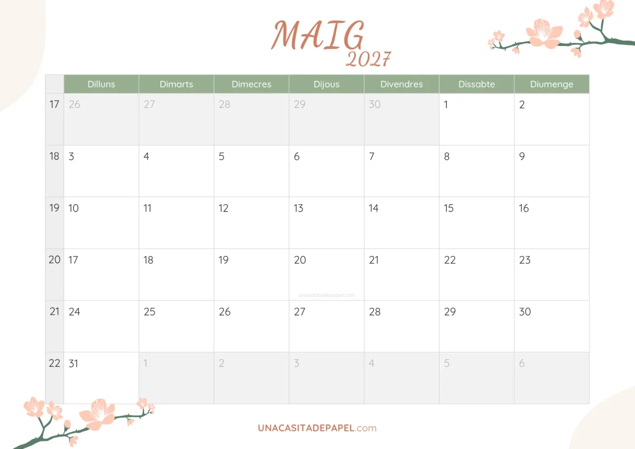 ca-calendari maig 2027 floral bonic