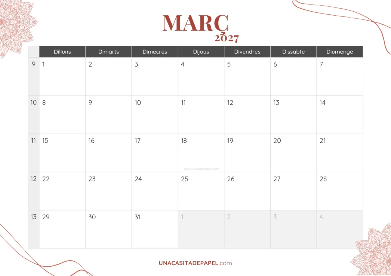 ca-calendari marc 2027 bohemi mensual