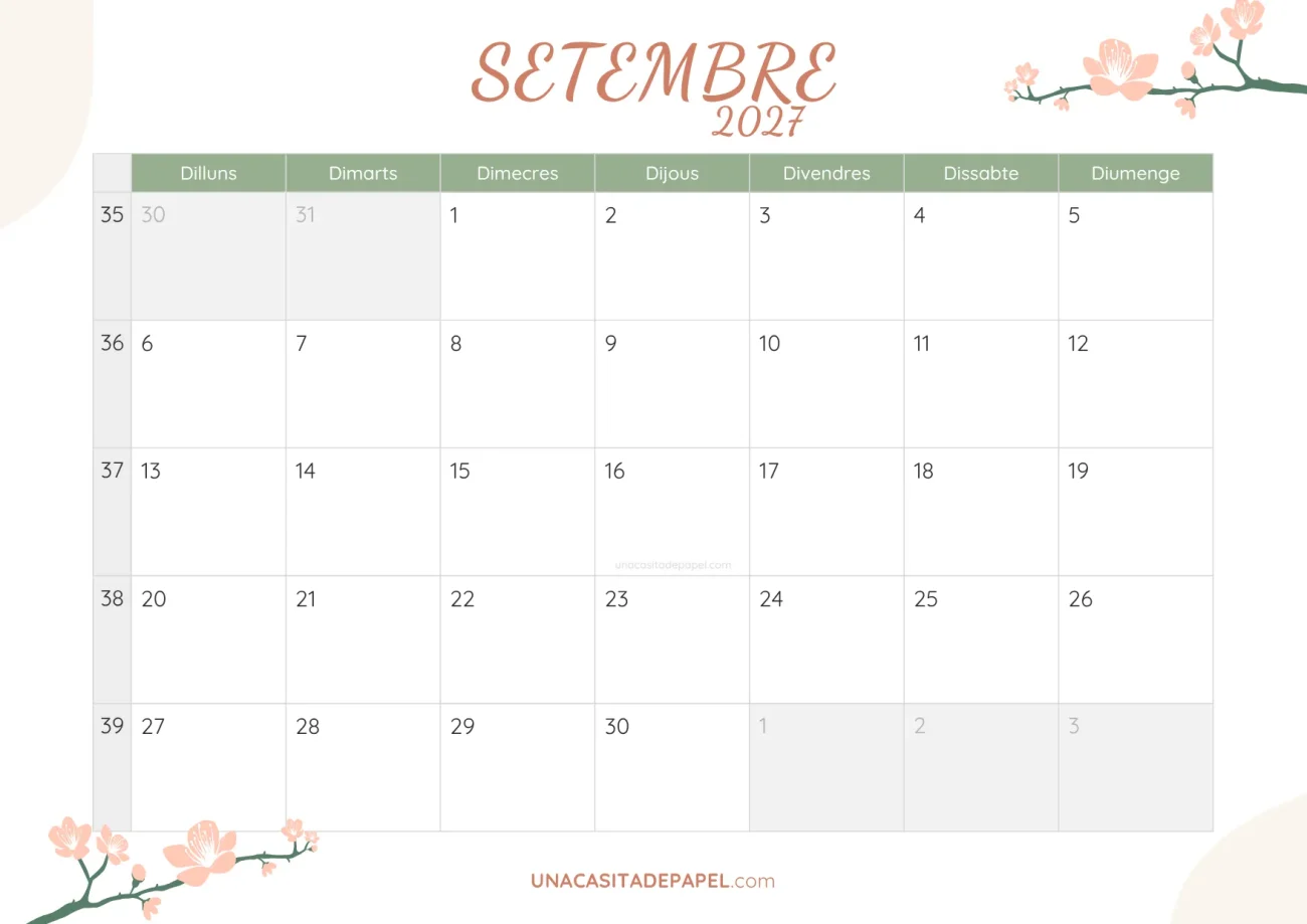 ca-calendari setembre 2027 floral bonic