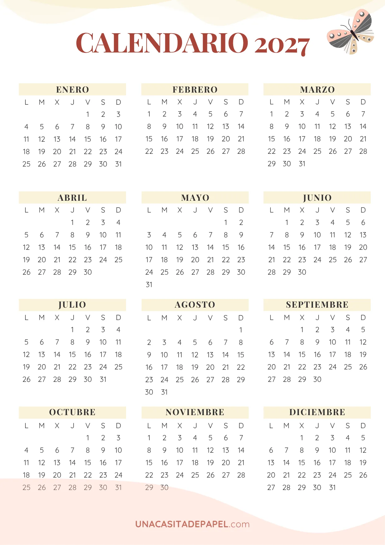 calendario 2027 romantico descargable