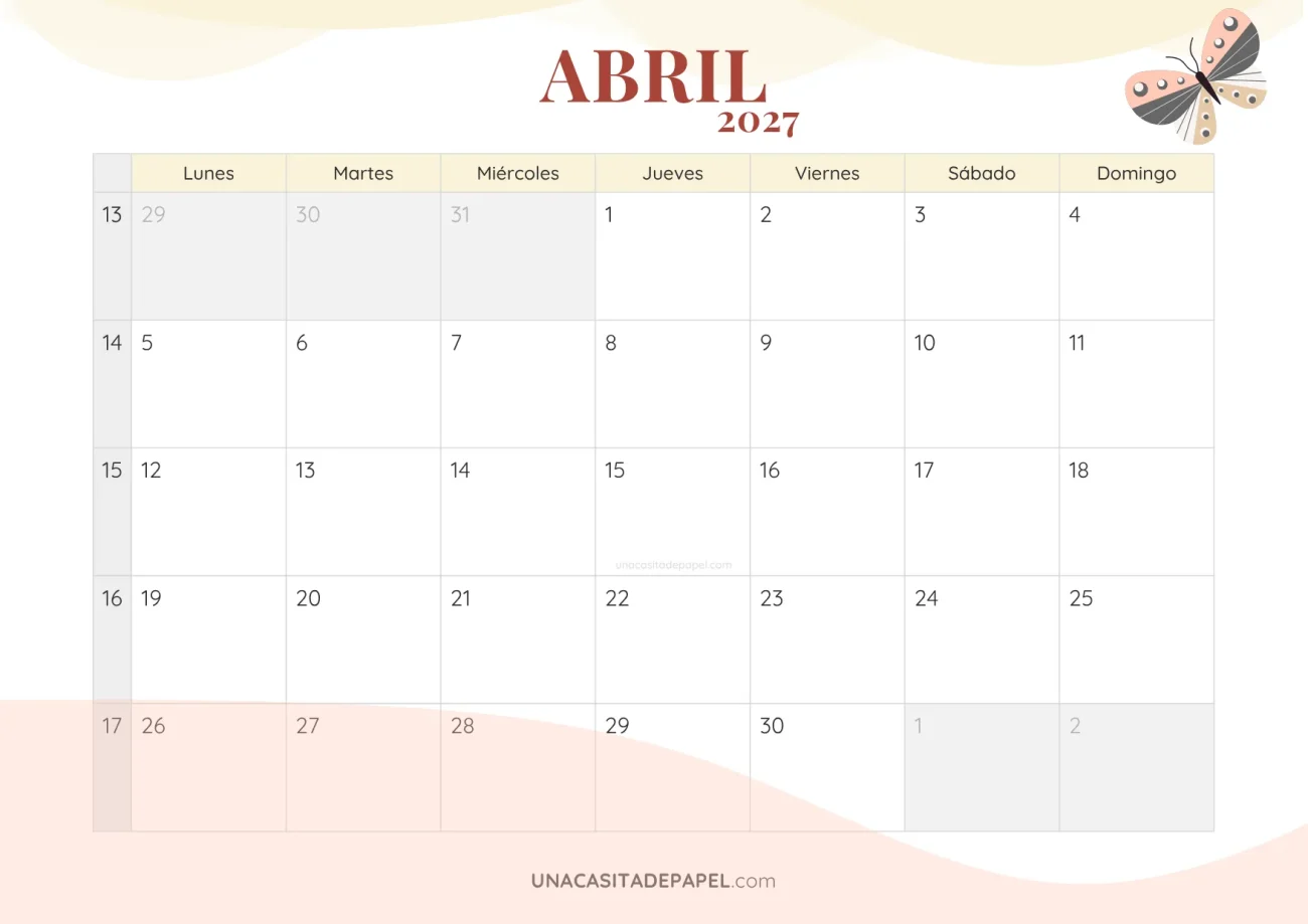 calendario abril 2027 romantico descargable