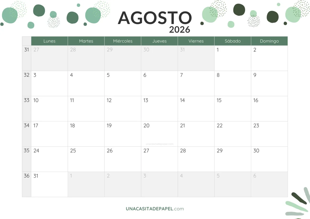 calendario agosto 2026 con topos en pdf