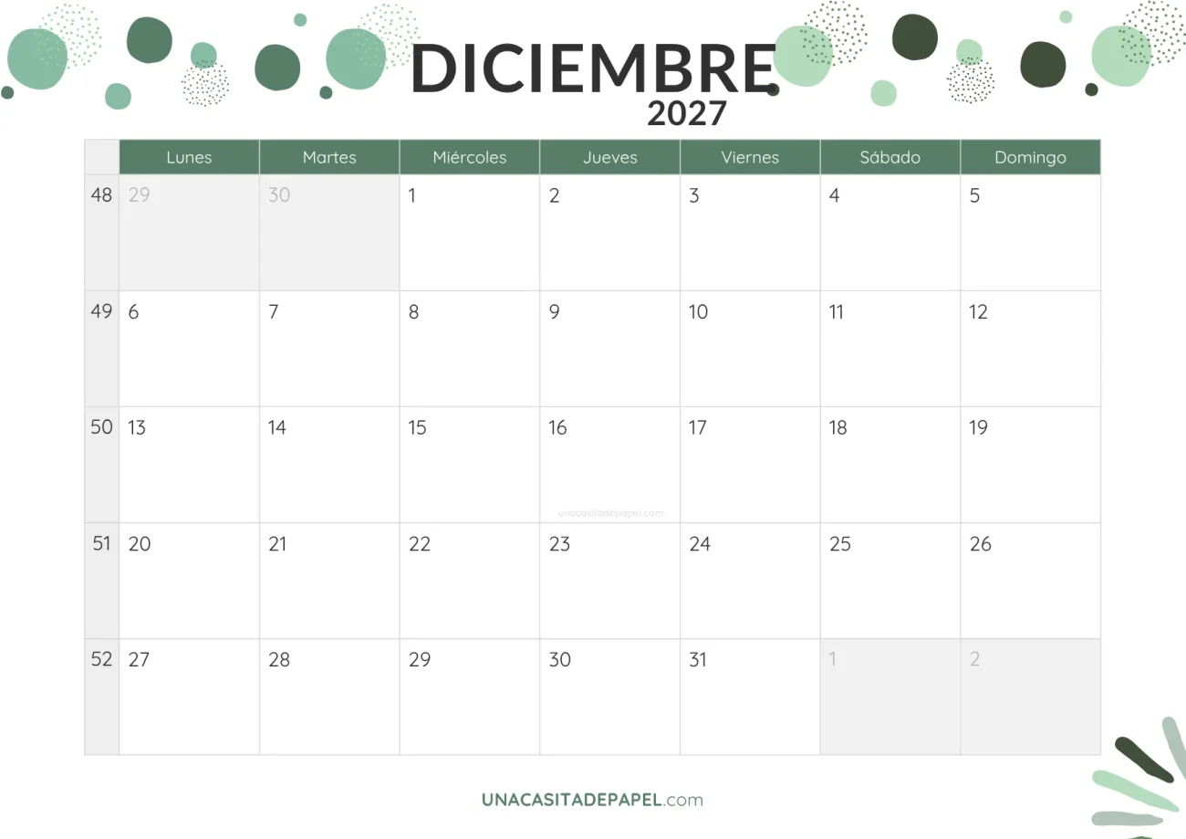 calendario diciembre 2027 con topos en pdf