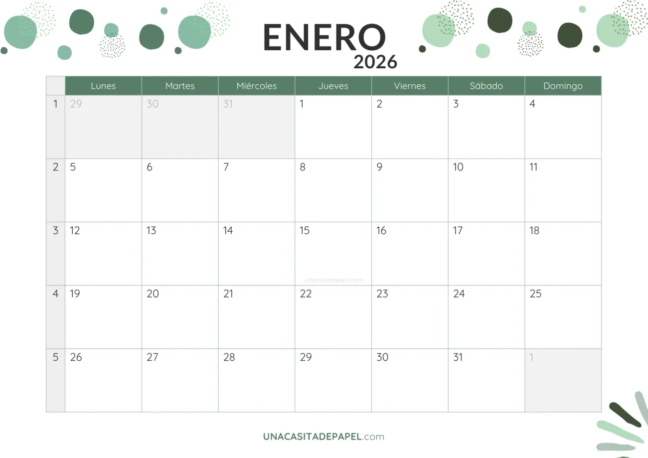 calendario enero 2026 con topos en pdf