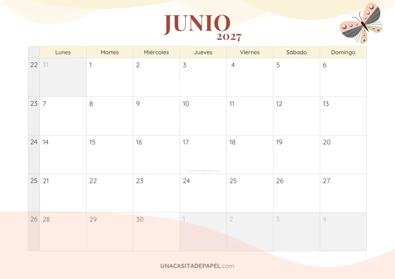 calendario junio 2027 romantico descargable