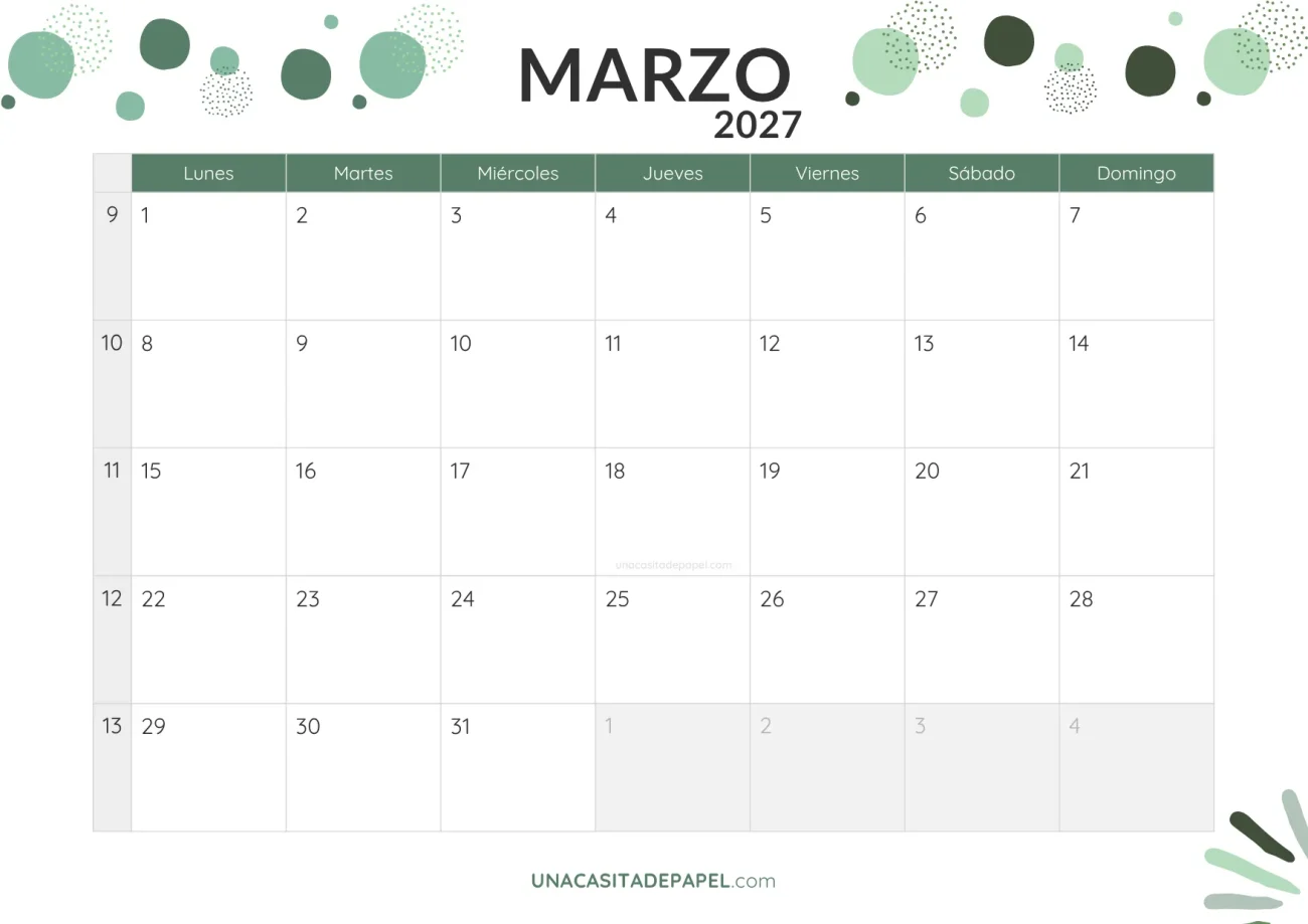 calendario marzo 2027 con topos en pdf