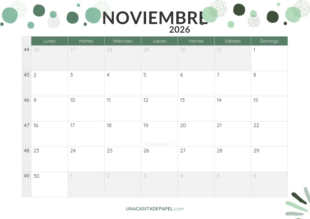 calendario noviembre 2026 con topos en pdf