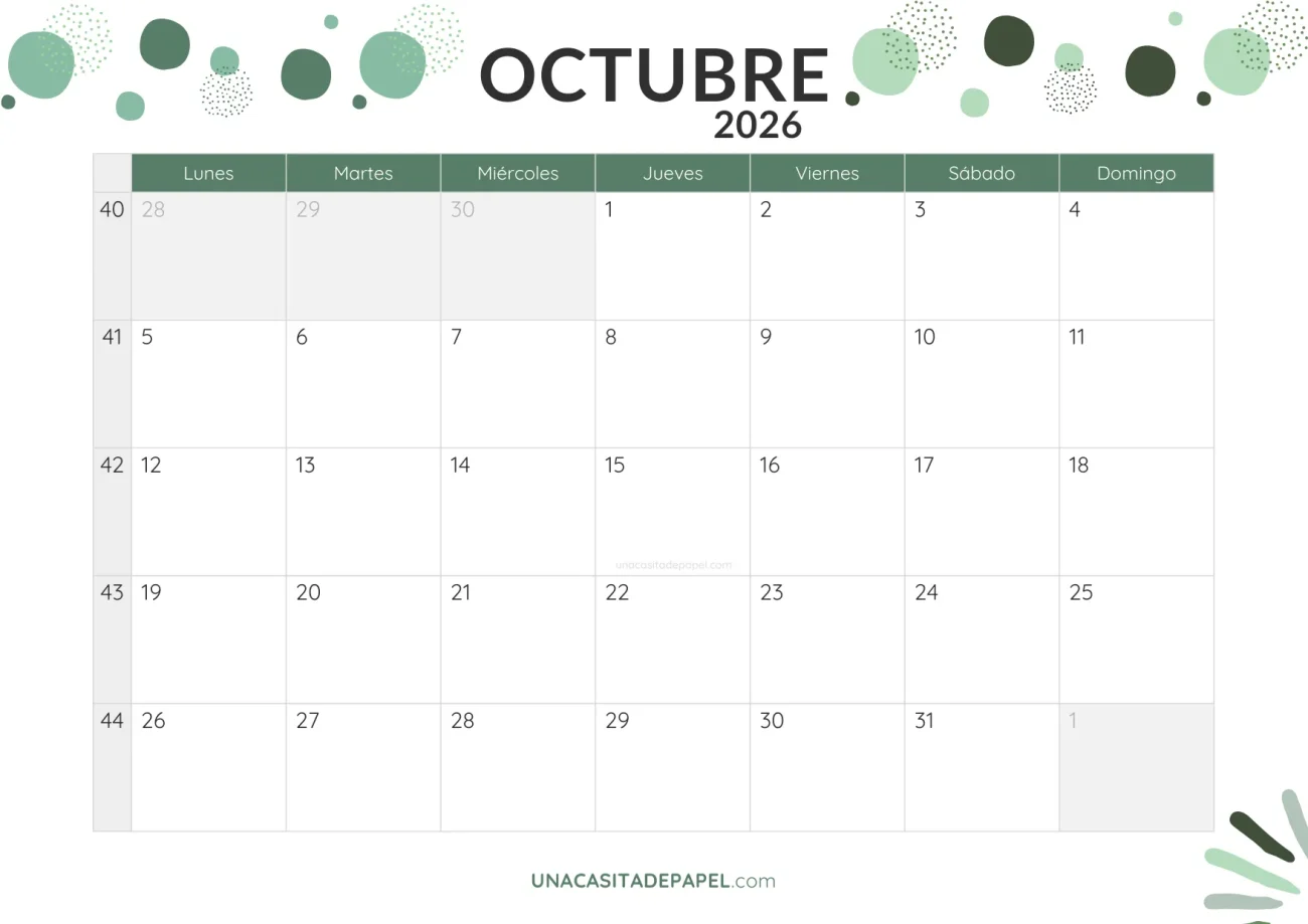calendario octubre 2026 con topos en pdf