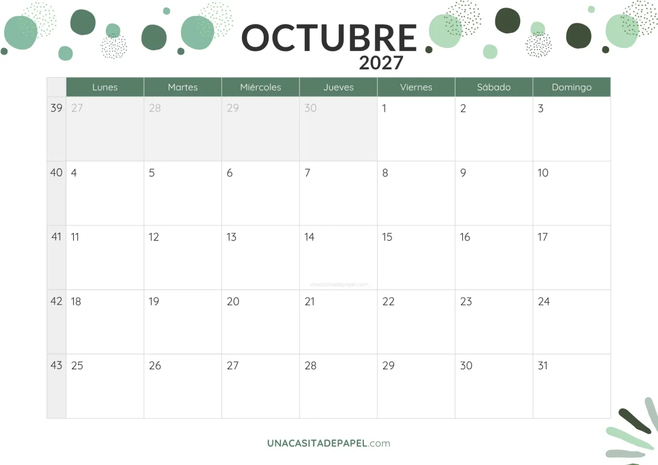 calendario octubre 2027 con topos en pdf