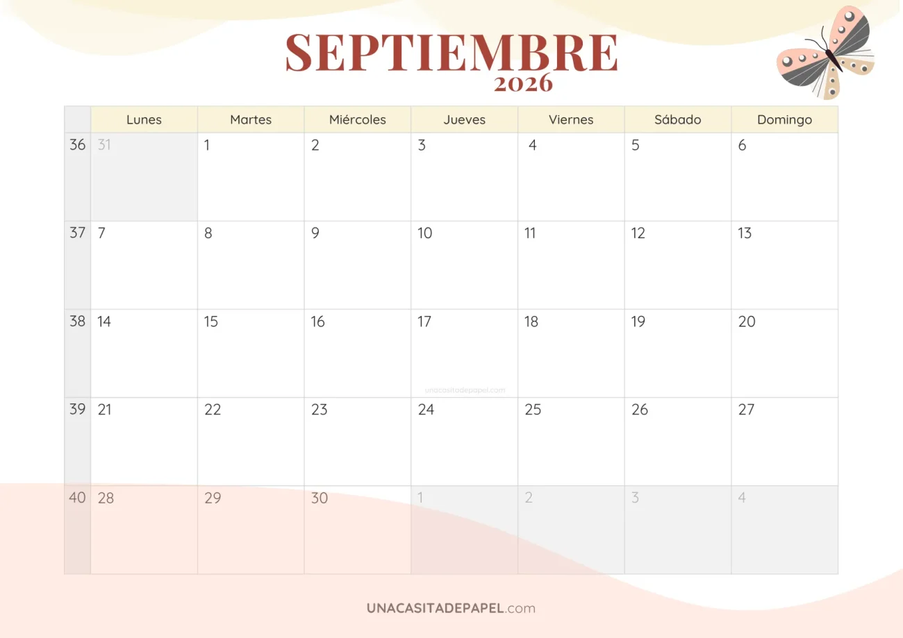calendario septiembre 2026 romantico descargable