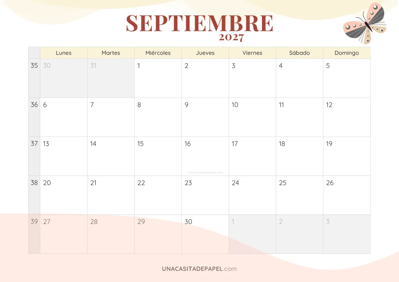 calendario septiembre 2027 romantico descargable